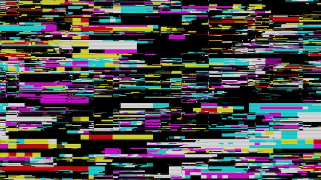 Arrière-plan de rayures colorées avec effet glitch. Illustration 2D. Erreur de signal numérique