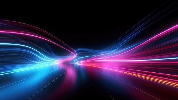 Arrière-plan de rayures de néon Traces de lumière vibrantes abstraites avec des effets de mouvement dynamiques