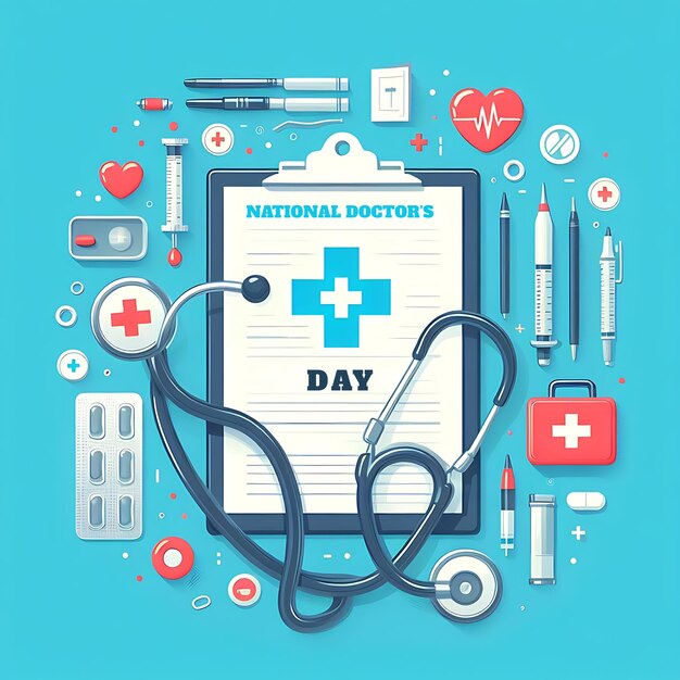 Arrière-plan réaliste de la journée nationale des médecins Illustration de la journée nationale des médecins