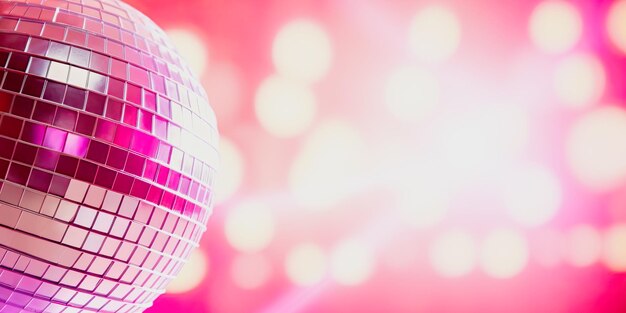 Arrière-plan de réflexion de la lumière de la boule de disco rose avec effet bokeh