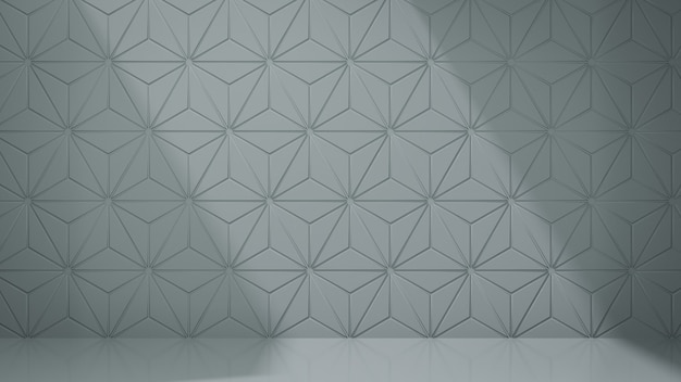 Arrière-plan de rendu 3D. Mur de motif graphique en relief gris avec ombre légère du soleil. Image pour la présentation.