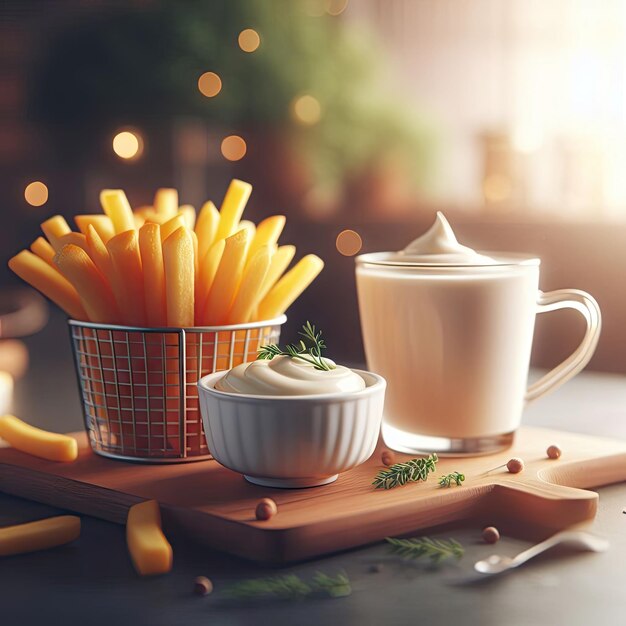 arrière-plan de restauration rapide avec frites et nuggets et hamburgers