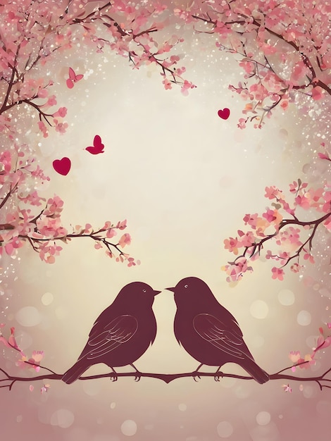 Photo arrière-plan romantique avec des oiseaux