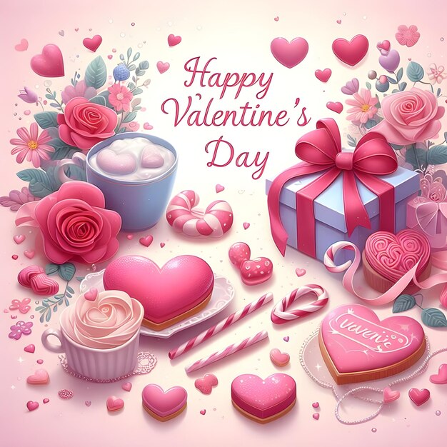 Arrière-plan romantique de la Saint-Valentin avec des cœurs et un message de vœux