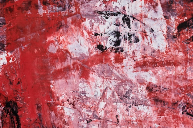 Arrière-plan rouge abstrait Collage d'art à l'encre aquarelle Taches et coups de pinceau de peinture acrylique