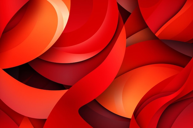 Arrière-plan rouge abstrait avec des formes courbes et un arrière-plan noir génératif ai