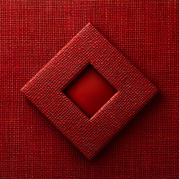 Photo arrière-plan rouge insigne en forme de diamant au centre de la texture du tissu rouge style simple avec simple