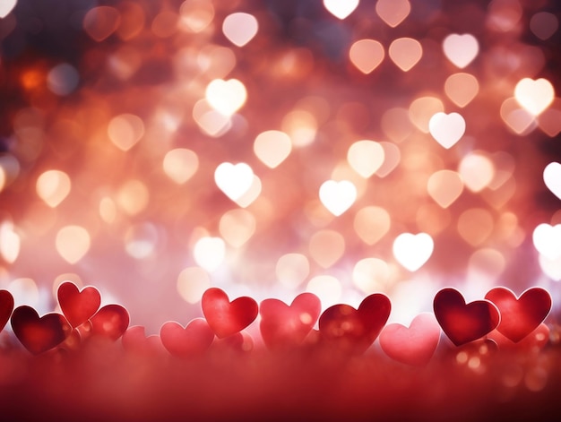 Arrière-plan de la Saint-Valentin avec des lumières bokeh en forme de cœur
