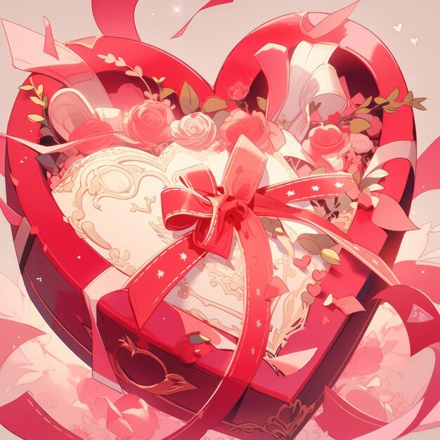 Arrière-plan de la Saint-Valentin avec style anime en rose
