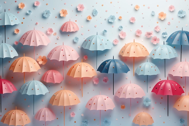 arrière-plan de la saison des pluies avec un parapluie pastel