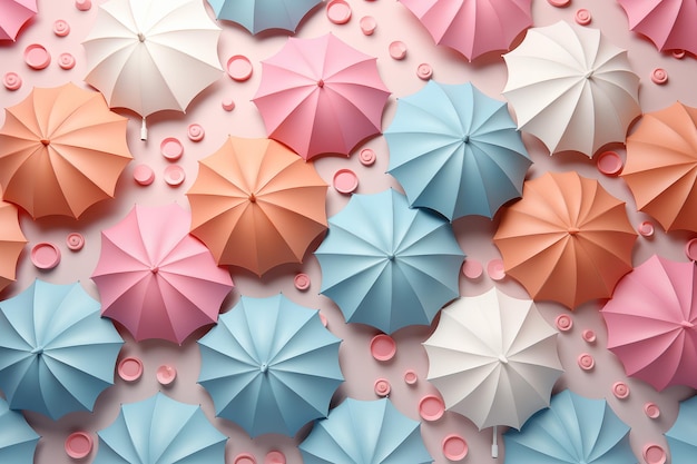 arrière-plan de la saison des pluies avec un parapluie pastel