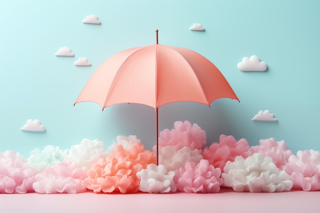 arrière-plan de la saison des pluies avec un parapluie pastel