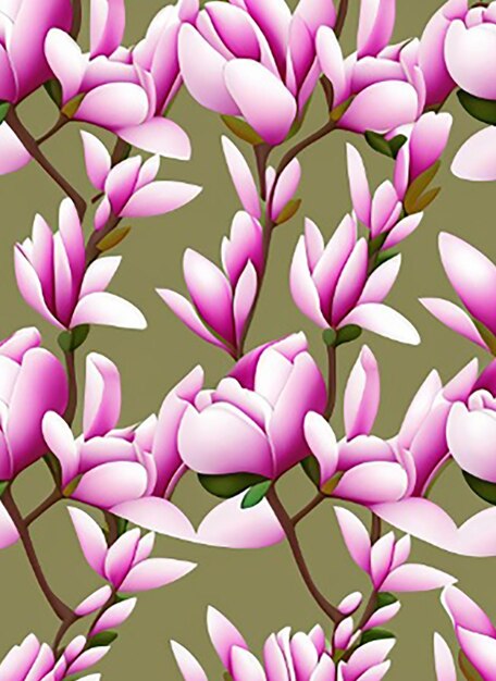 Arrière-plan sans couture avec un motif délicat de fleurs de magnolia en fleurs dans des nuances pastel douces sur un fond serein