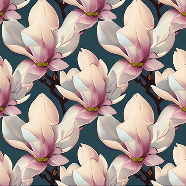 Arrière-plan sans couture avec un motif délicat de fleurs de magnolia en fleurs dans des nuances pastel douces sur un fond serein