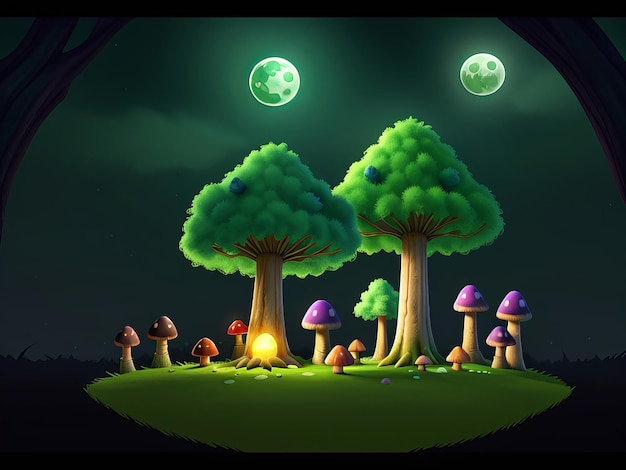 Arrière-plan d'une scène de paysage de nature libre avec un champignon IA générative