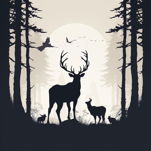 arrière-plan de la silhouette du cerf