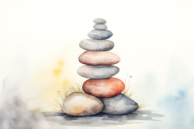 Arrière-plan de soins personnels en pierres empilées inspirées du Zen