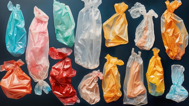 Arrière-plan solide avec des sacs en plastique