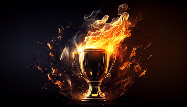 Arrière-plan sportif Coupe du trophée brûlant Image générée par Ai