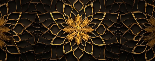 Arrière-plan de style oriental en or de luxe Illustration générative ai