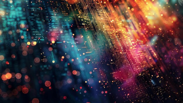 Arrière-plan de la technologie abstraite avec des lumières défocalisées bokeh