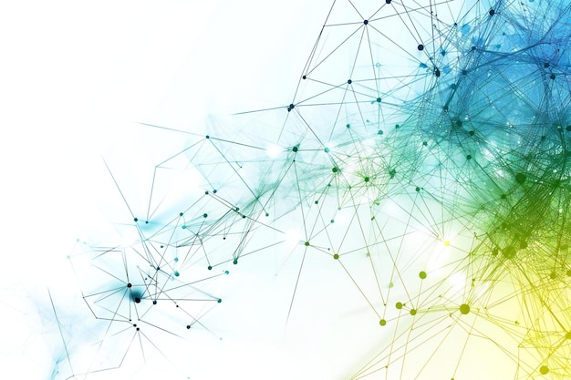 Arrière-plan technologique abstrait avec des connexions numériques et des lignes dans les styles de bleu vert et