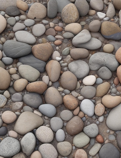 Arrière-plan terreux tranquille de cailloux arrondis en pierre naturelle dans des tons gris et bruns