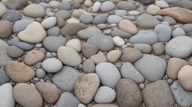 Arrière-plan terreux tranquille de cailloux arrondis en pierre naturelle dans des tons gris et bruns