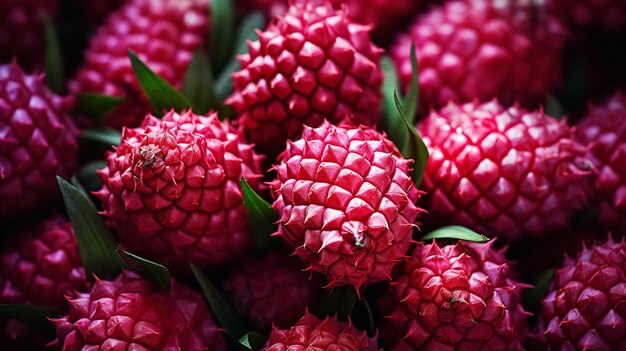 Arrière-plan textural d'un tas de pinberries juteuses fraîches prise de près vue de haut savoureuse IA générative