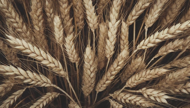 Arrière-plan de la texture des épis de blé secs En gros, la récolte de l'agriculture En fond, la campagne