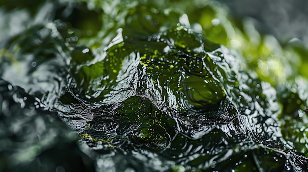 Arrière-plan de texture verte avec une surface lisse ressemblant à un liquide