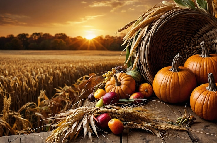 Photo arrière-plan de thanksgiving avec la récolte