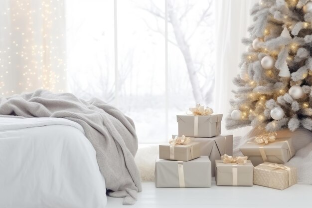 Arrière-plan sur le thème de Noël Un décor festif de vacances IA générative