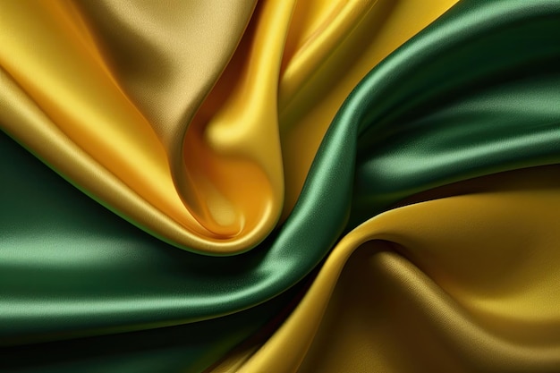 Arrière-plan en tissu vert et or à texture satin IA générative