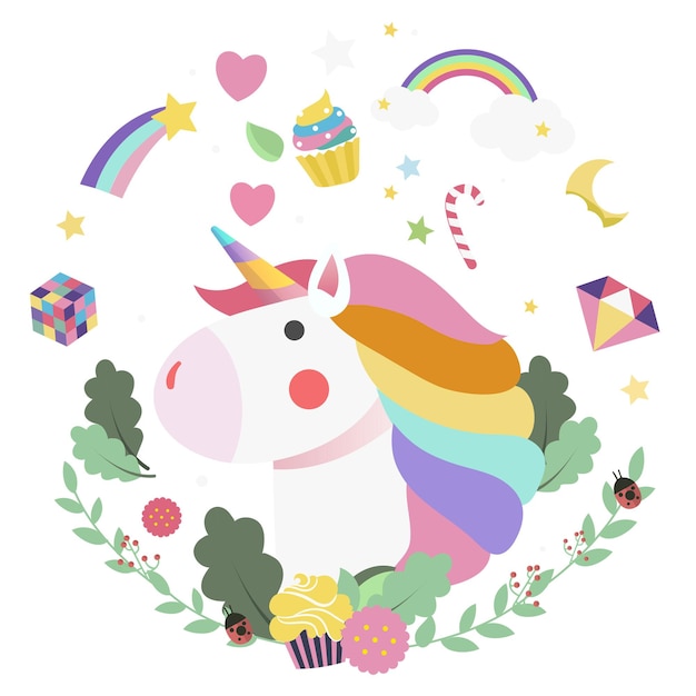 Arrière-plan transparent en couleur png de licorne