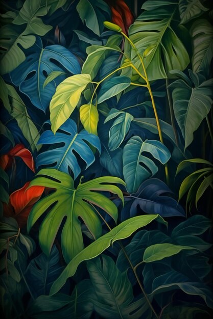 Arrière-plan tropical avec des feuilles de monstera Arrière-fond de feuilles de Monstera