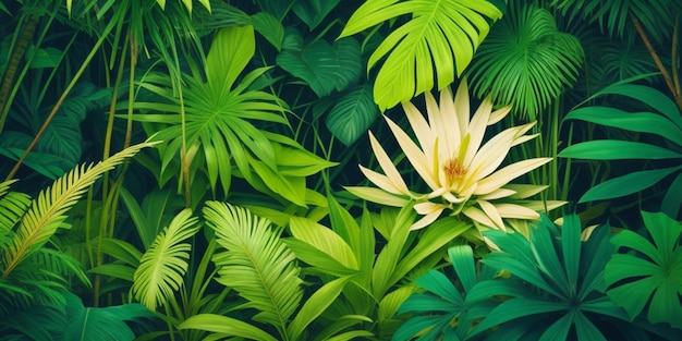 Arrière-plan tropical avec des feuilles de palmier illustration vectorielle 3D