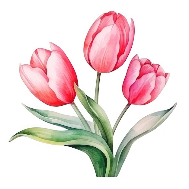 arrière-plan de tulipes à aquarelle isolé