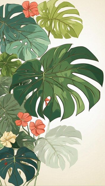 Arrière-plan vectoriel du cadre de Monstera