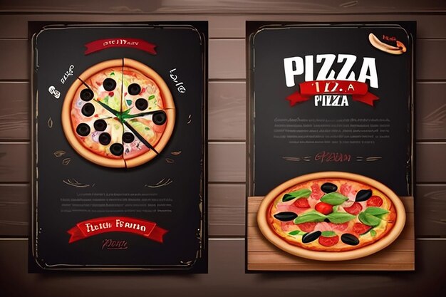 Photo arrière-plan vectoriel réaliste du flyer de pizza pizzeria