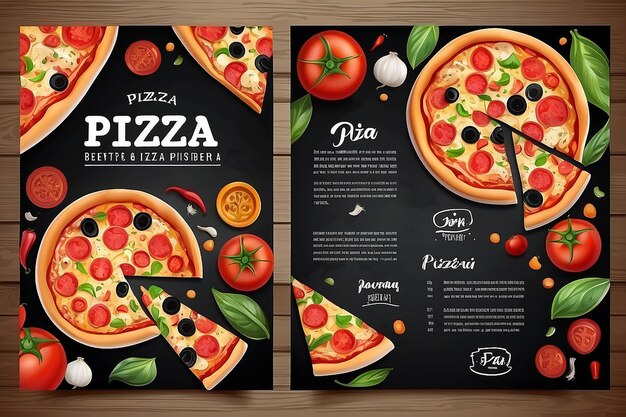 Arrière-plan vectoriel réaliste de la pizza Pizzeria Deux pizzas verticales