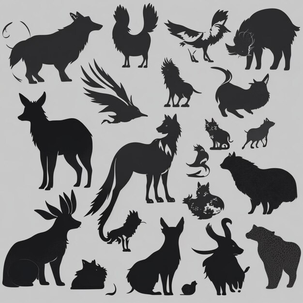 Arrière-plan vectoriel des silhouettes animales
