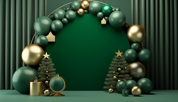 Arrière-plan vert de Noël abstrait en 3D