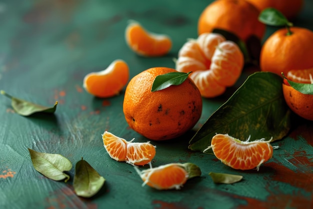 Arrière-plan vert orange mandarin