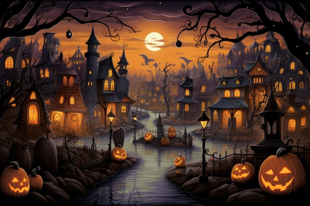 Arrière-plan de la ville d'Halloween