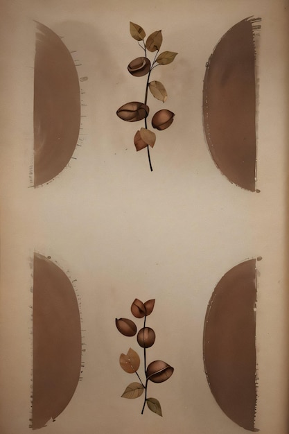 Arrière-plan vintage avec des grains de café et des feuilles d'aquarelle