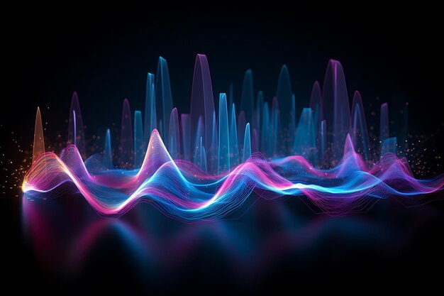Arrière-plan de visualisation audio en forme d'onde néon