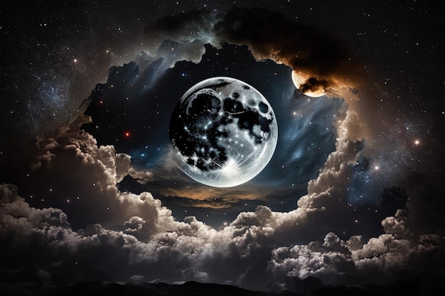 Arrière-plans ciel nocturne avec étoiles lune et nuages Éléments de cette image fournis par la NASA