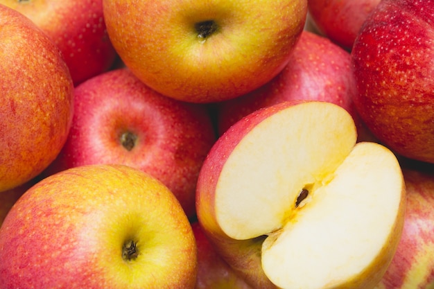 Arrière-plans de fruits et légumes de pomme rouge. Concept frais organique sain.