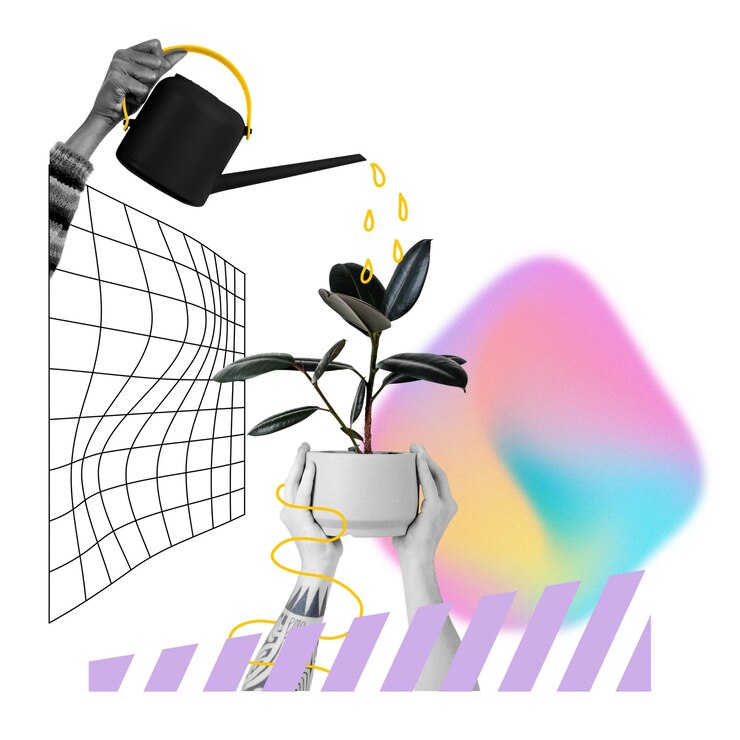 Photo l'arrosage à la main des plantes png hobby créatif remix fond transparent